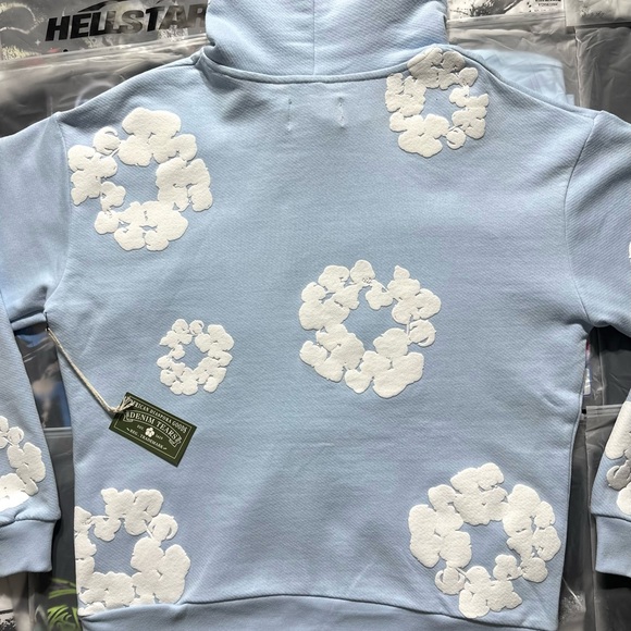 Denim Tears The Cotton Wreath Hoodie ‘Blue’ - Picture 6 of 7